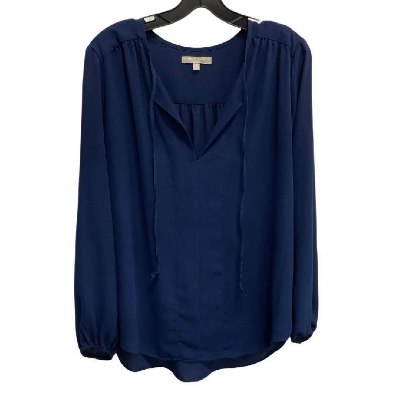 Top Long Sleeve By Joan Vass In Blue, Size: M