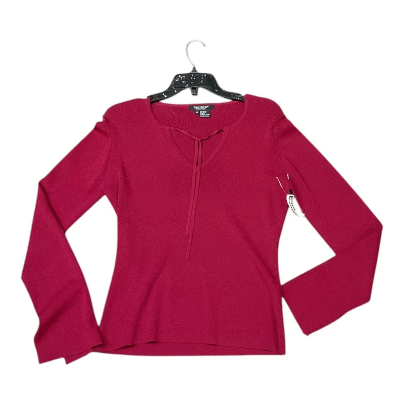 Top Long Sleeve By Karen Kane In Burgundy, Size: M