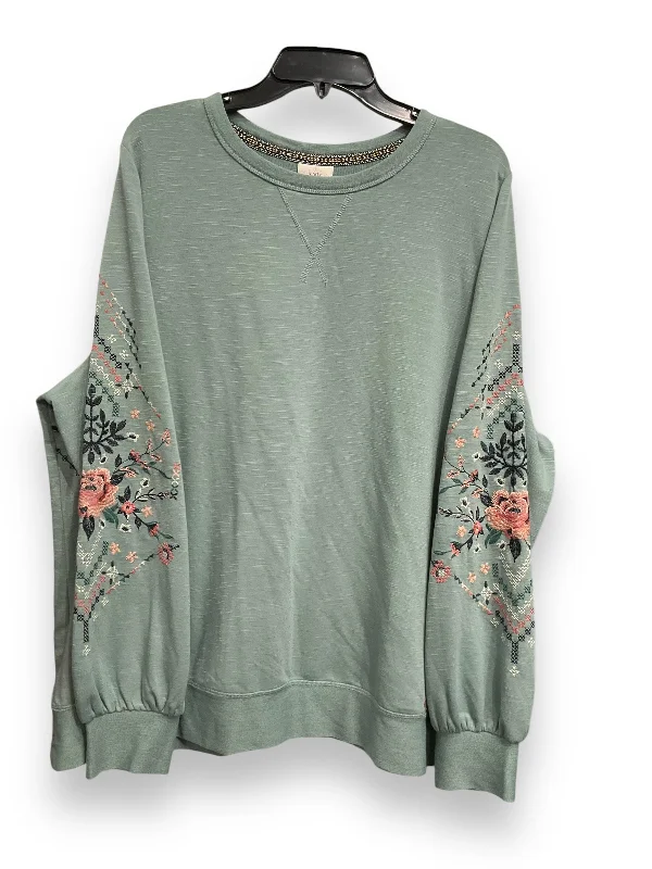 Top Long Sleeve By Knox Rose In Teal, Size: 1x