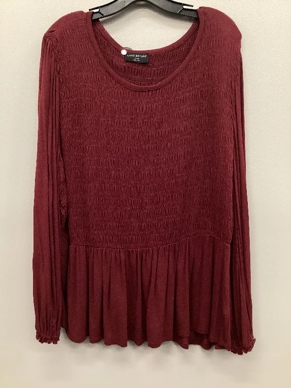 Top Long Sleeve By Lane Bryant In Maroon, Size: 1x