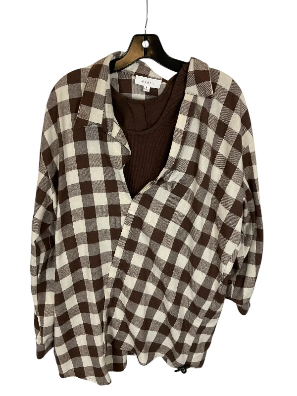 Top Long Sleeve By Mable In Plaid Pattern, Size: S