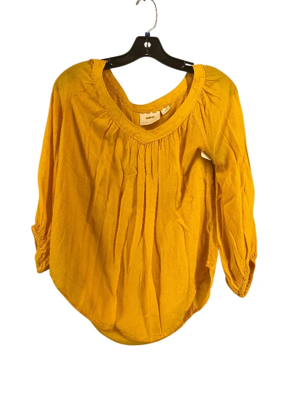 Top Long Sleeve By Maeve In Yellow, Size: 0