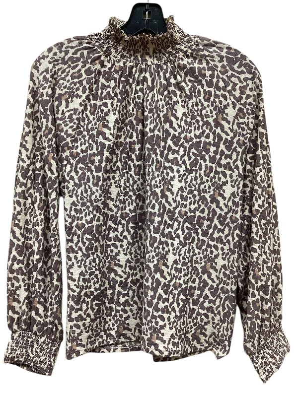 Top Long Sleeve By Nation In Animal Print, Size: M