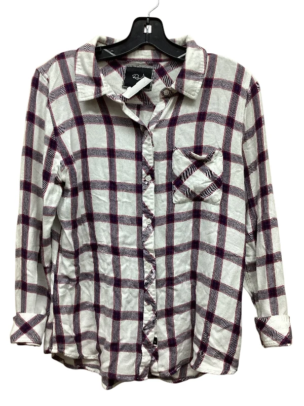 Top Long Sleeve By Rails In Plaid Pattern, Size: M