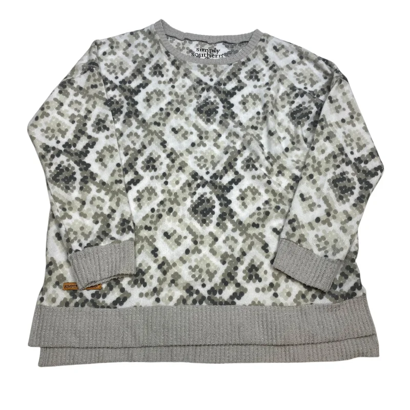 Top Long Sleeve By Simply Southern In Grey, Size: L