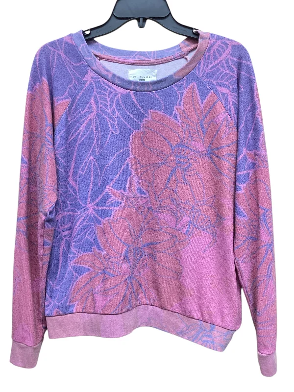 Top Long Sleeve By Sol Angeles In Purple & Red, Size: M