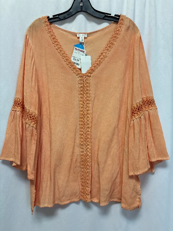 Top Long Sleeve By Spense In Peach, Size: L