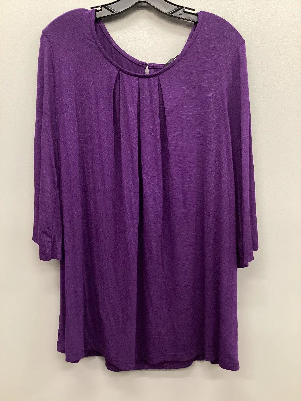 Top Long Sleeve By Suzanne Betro In Purple, Size: 1x