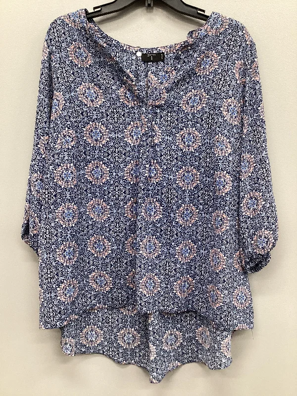 Top Long Sleeve By Tahari By Arthur Levine In Blue, Size: 1x