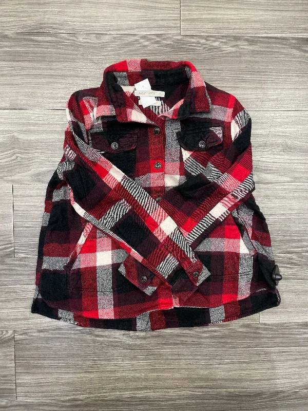 Top Long Sleeve By Woolrich In Plaid Pattern, Size: L